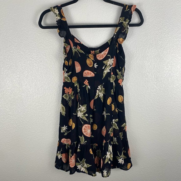 Reformation Beth Black Viscose Fruity Print Mini Dress - Picture 3 of 8